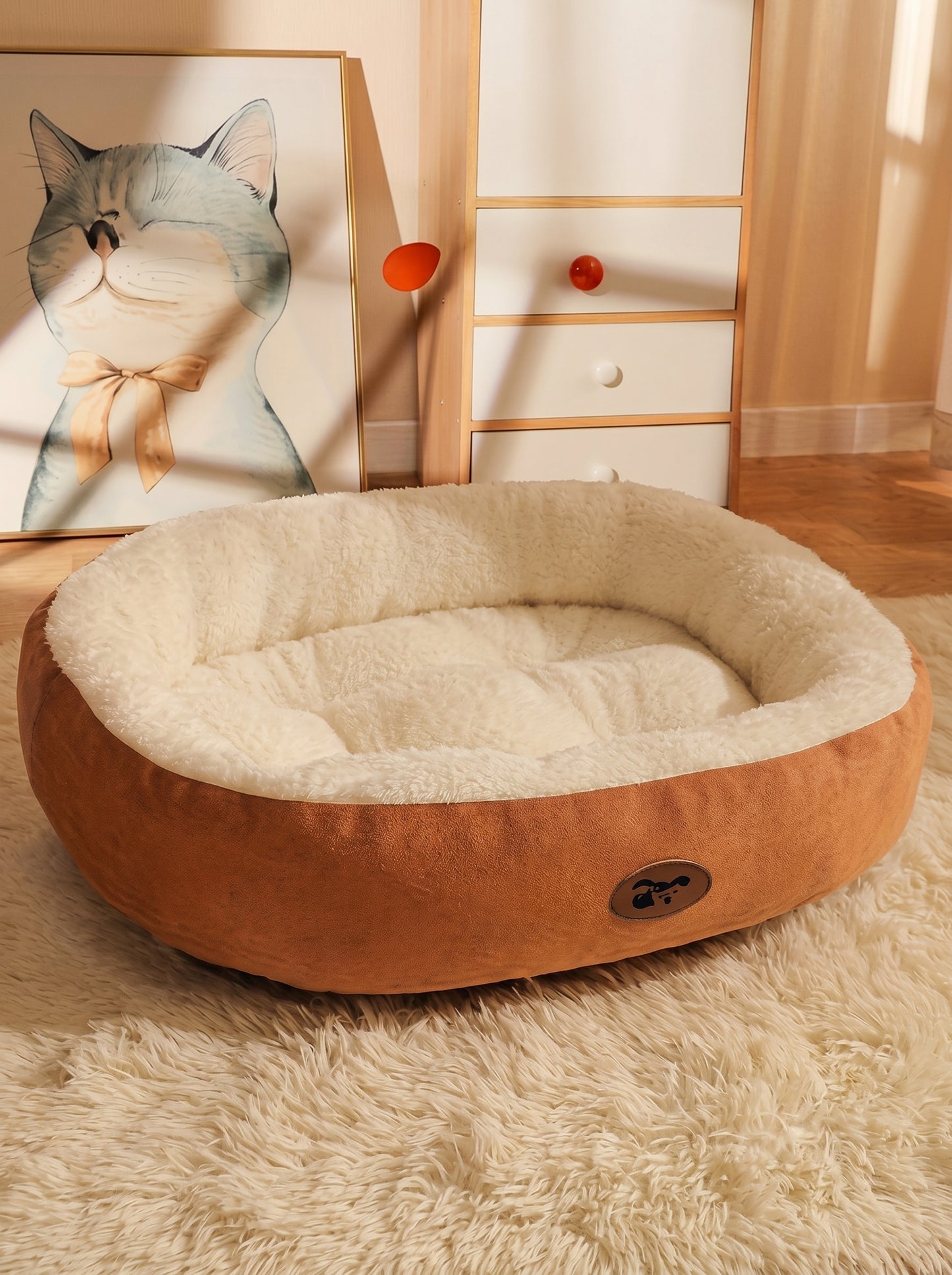 Plush Oval Pet Bed — Machine Washable Cushion for Dogs & Cats (All Sizes Available)