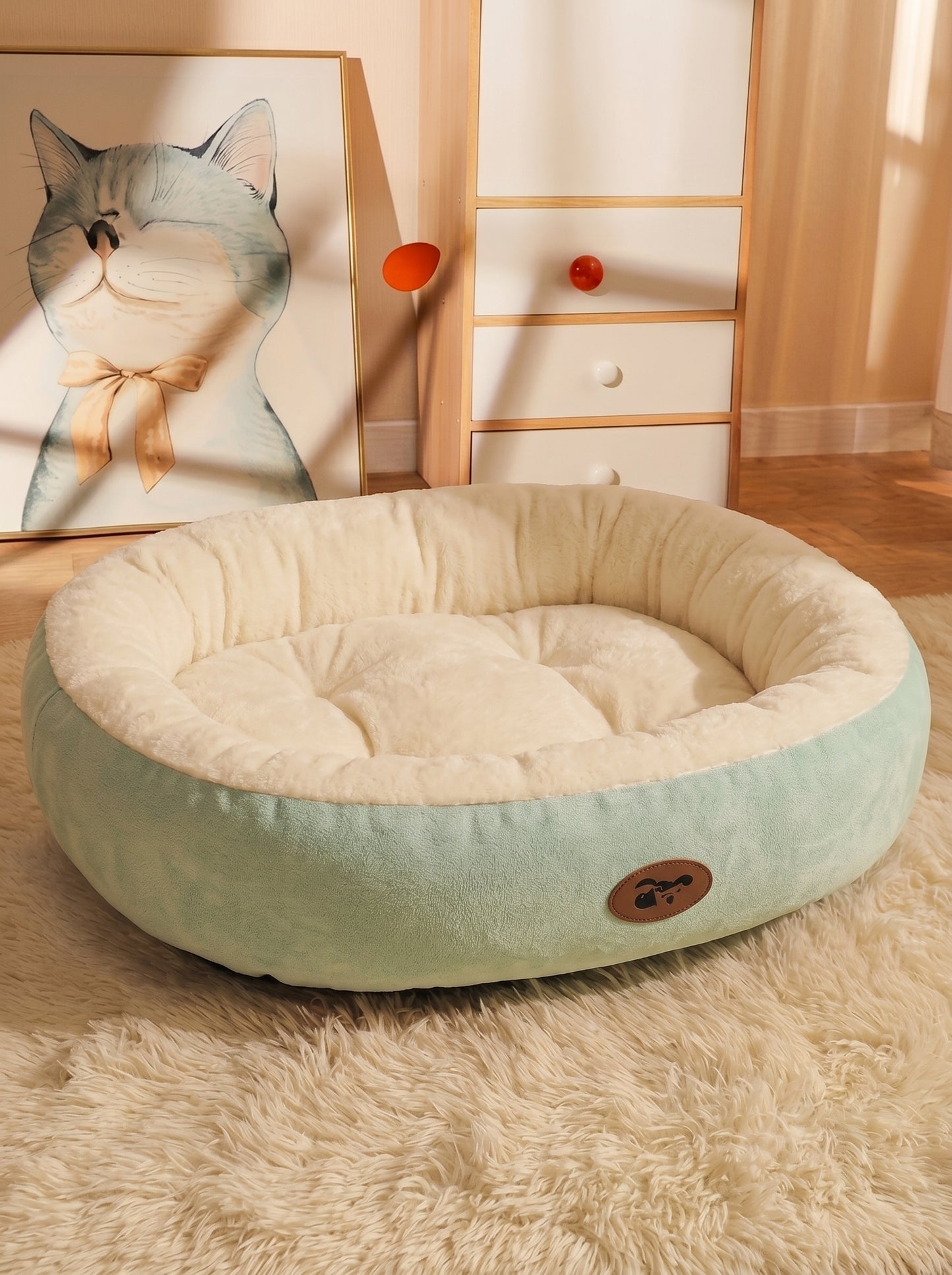 Plush Oval Pet Bed — Machine Washable Cushion for Dogs & Cats (All Sizes Available)