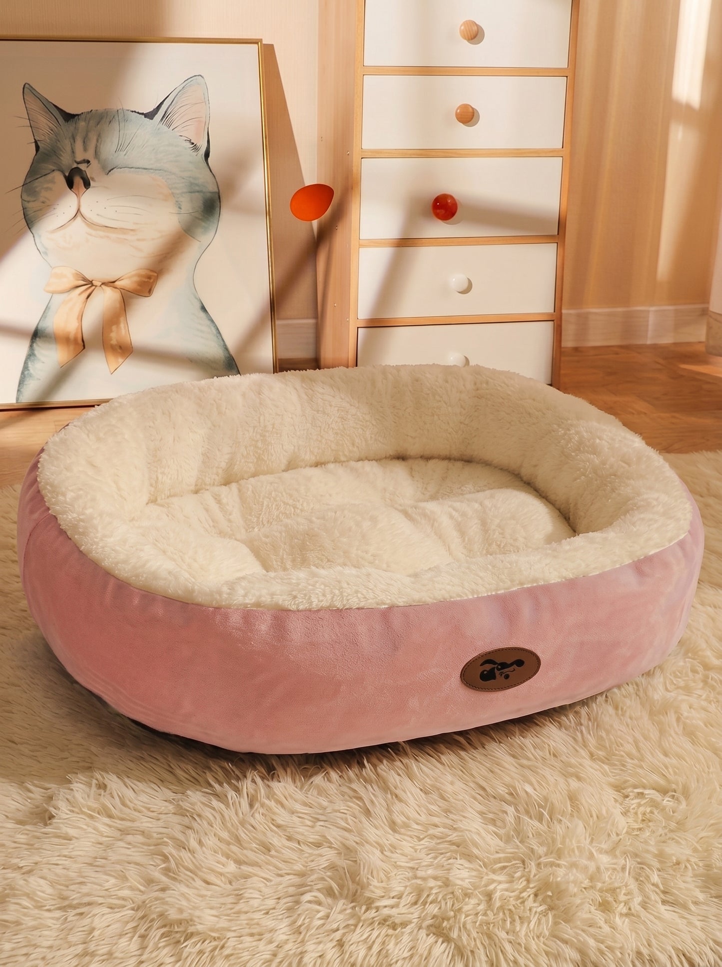 Plush Oval Pet Bed — Machine Washable Cushion for Dogs & Cats (All Sizes Available)