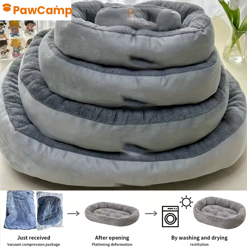 Plush Oval Pet Bed — Machine Washable Cushion for Dogs & Cats (All Sizes Available)